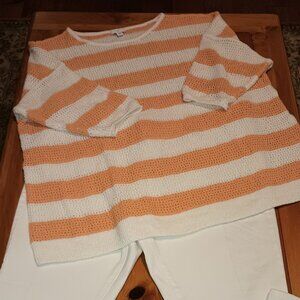 J. Jill Size XL Peach and White Striped Sweater